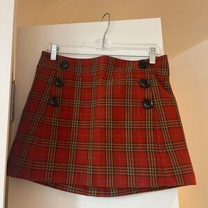 GAP Red Plaid Mini Skirt with Buttons